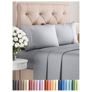 Grey-Luxurious Silver Bedding Sheet Set